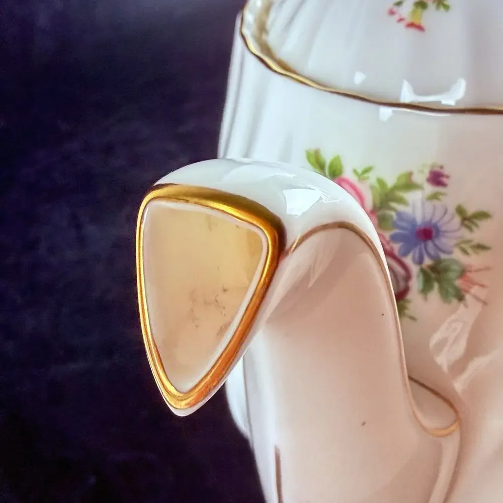 Vintage Minton Bone China Teapot Marlow S309 Floral Gold Trim England